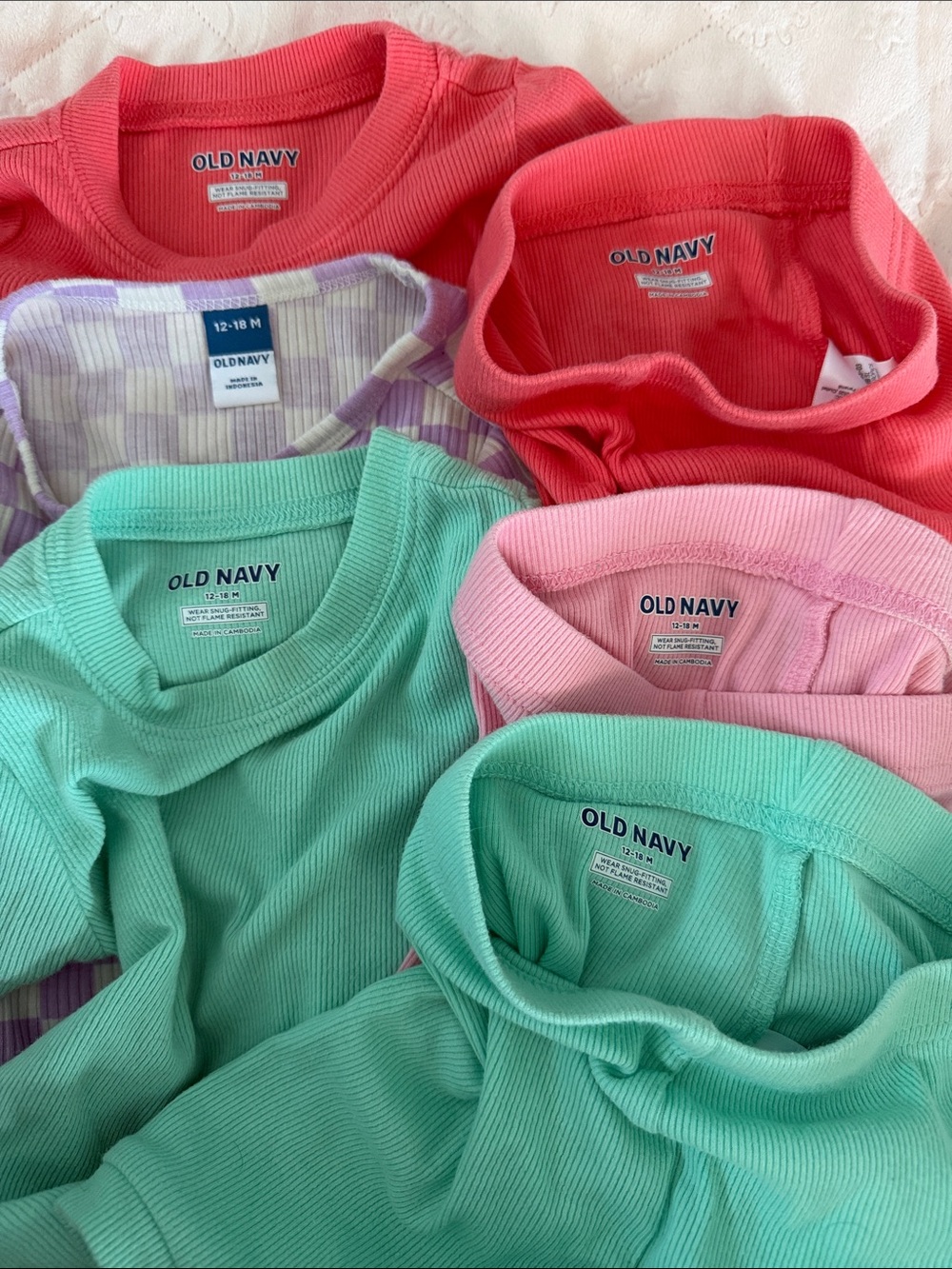 Toddler Ribbed Tee & Shorts Set in Coral, Mint, Pink & Lavender 12-18 months - Picture 9 of 9